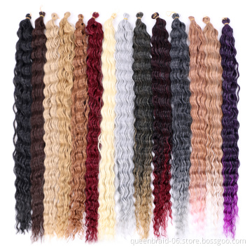 Soft Water Wave Twist Crochet Hair Synthetic Braid Hair Ombre Blonde Pink 22 Inch Deep Wave Braiding Hair Extension